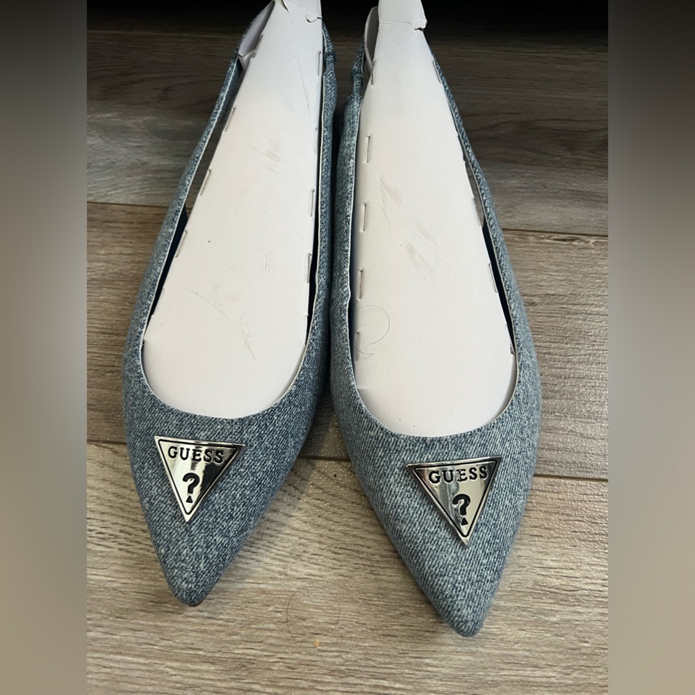 GUESS denim sling back flats